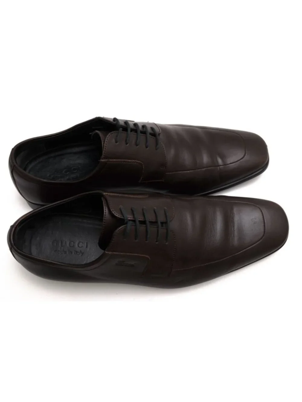 Gucci Shoes Business Leather Dark Brown Log Chip